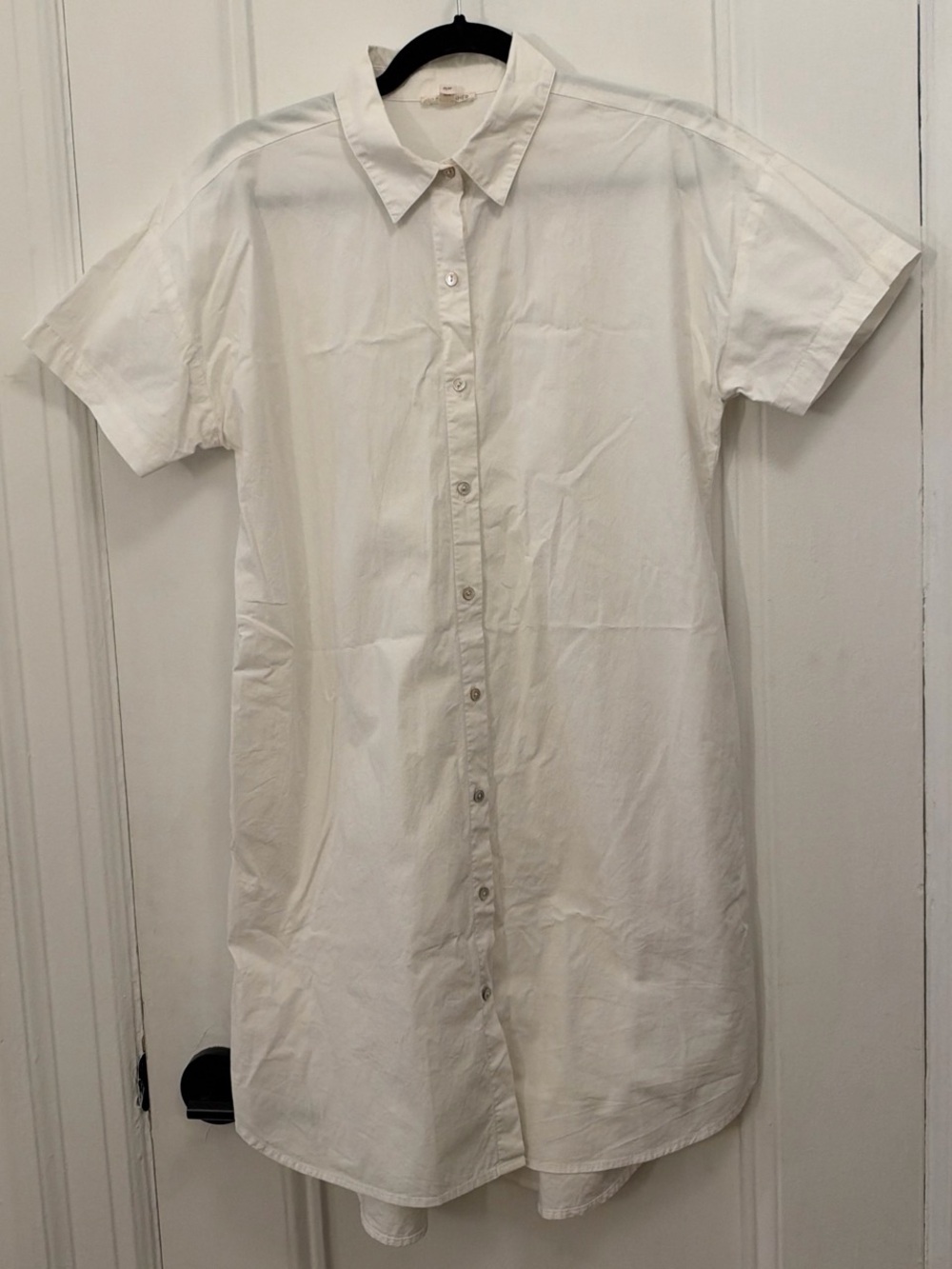 Eileen Fisher White Cotton Short-Sleeve Shirt Dress